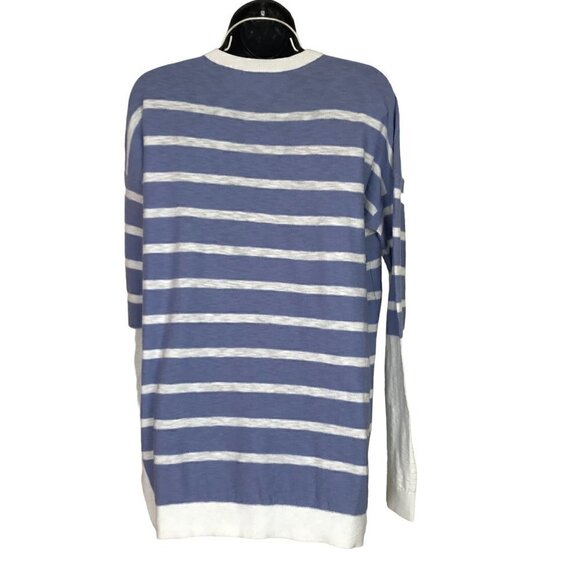 Vince 100% Cotton Blue & White Striped V-neck  Sweater Size M - Picture 5 of 7